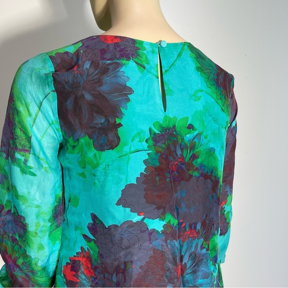 J Crew Flowy Sheer Floral 100% Silk Blouse Women’s Size 0 - Picture 4 of 7